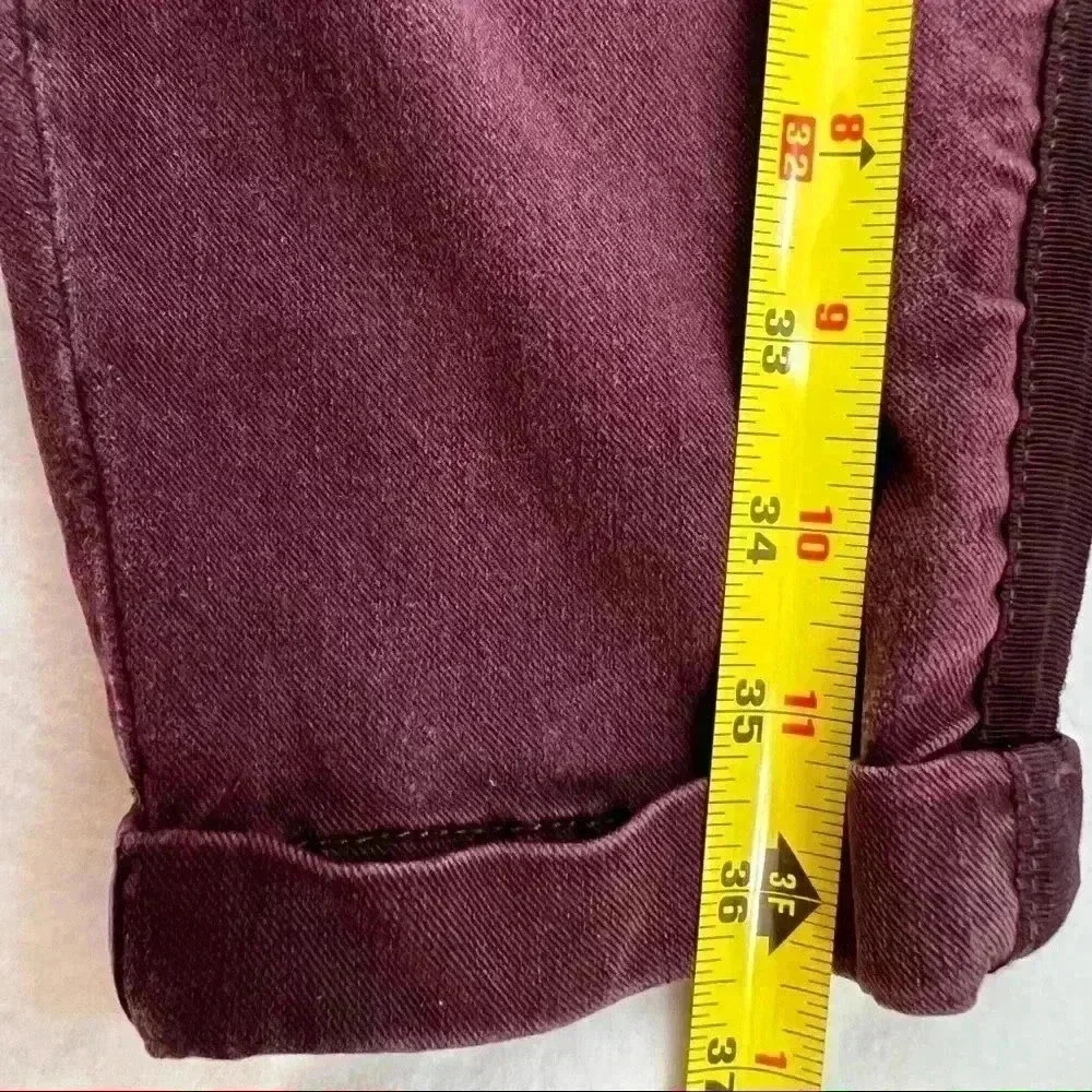 PAIGE Christy Pant Off Duty High Rise Pant Grosgrain Side Size 27 Deep Berry - Picture 12 of 14